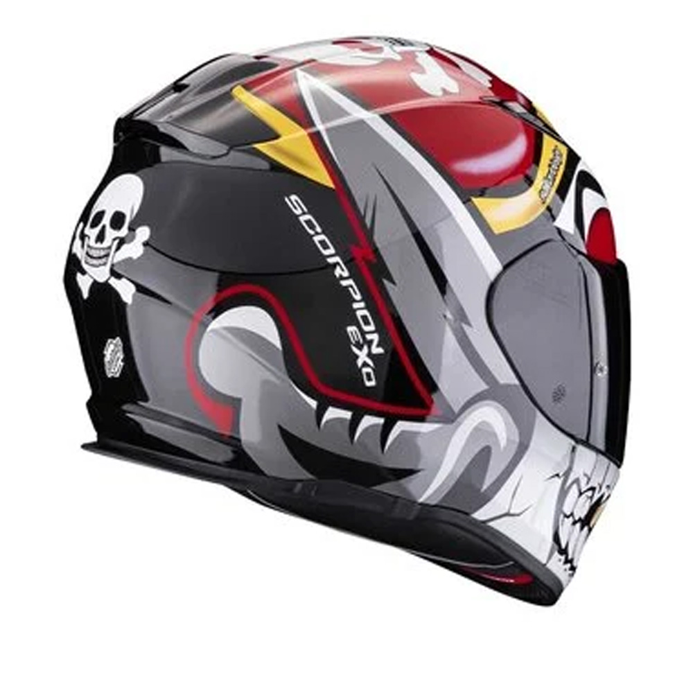 Scorpion EXO 491 Graphic Motorcycle Helmet - Large (59-60cm) - Pirate Red, Black/gold/red